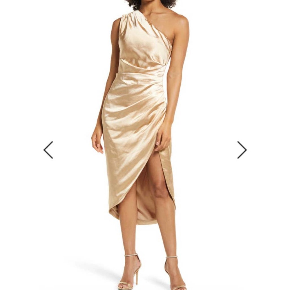ELLIATT Cassini One-shoulder Dress In Gold size medium